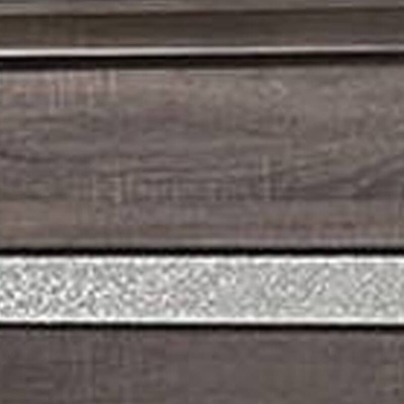 Panel Design Eastern King Bed with Silver Accents and Bracket Feet, Gray