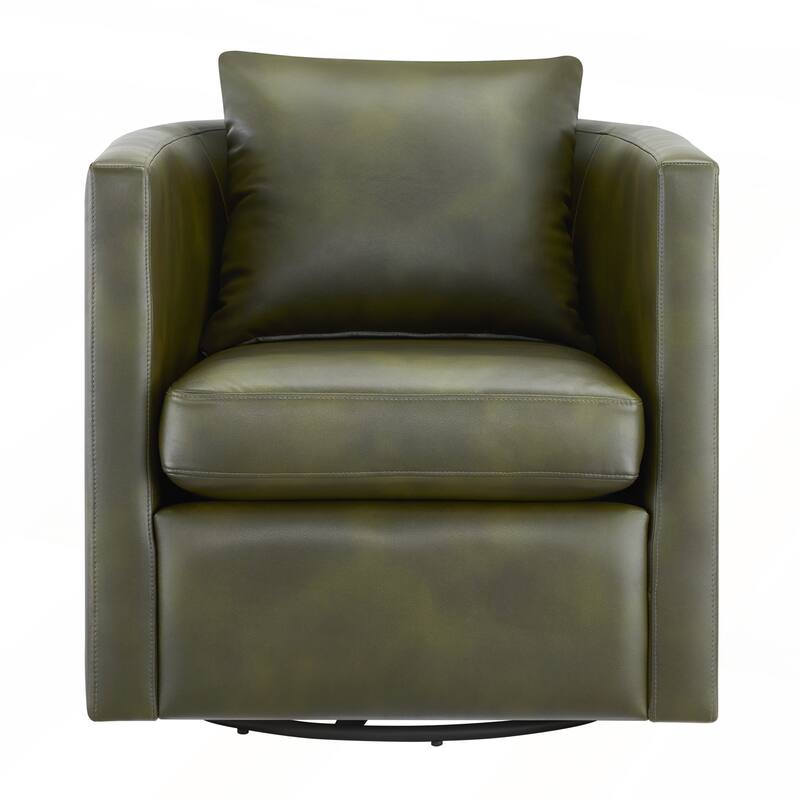 Faux Leather Swivel Barrel Chair