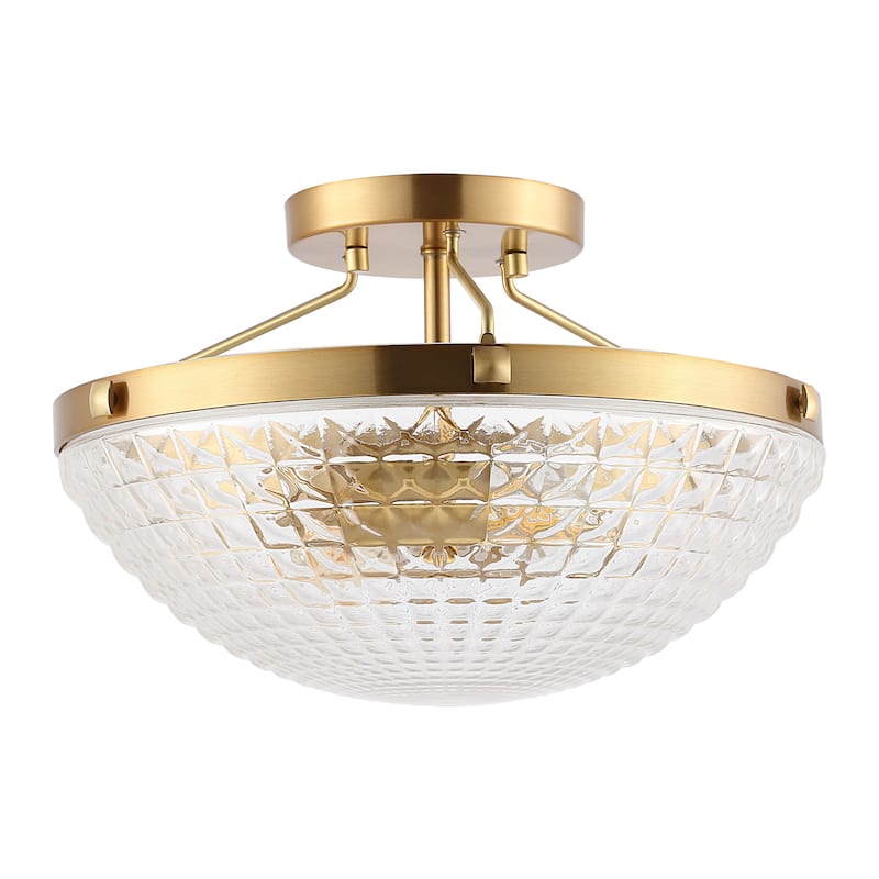 SAFAVIEH Lighting Malen Flush Mount - 14" W x 14" D x 9" H - Gold Base - 14Wx14Dx9H