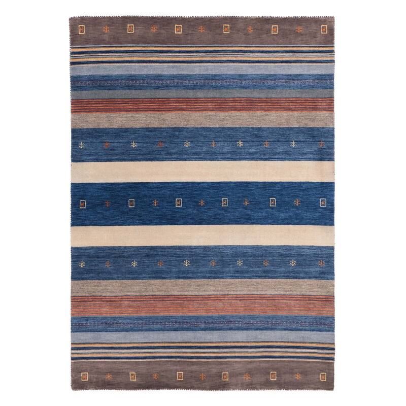 ECARPETGALLERY Hand Loomed Kashkuli Gabbeh Navy Wool Rug - 6'10 x 9'8