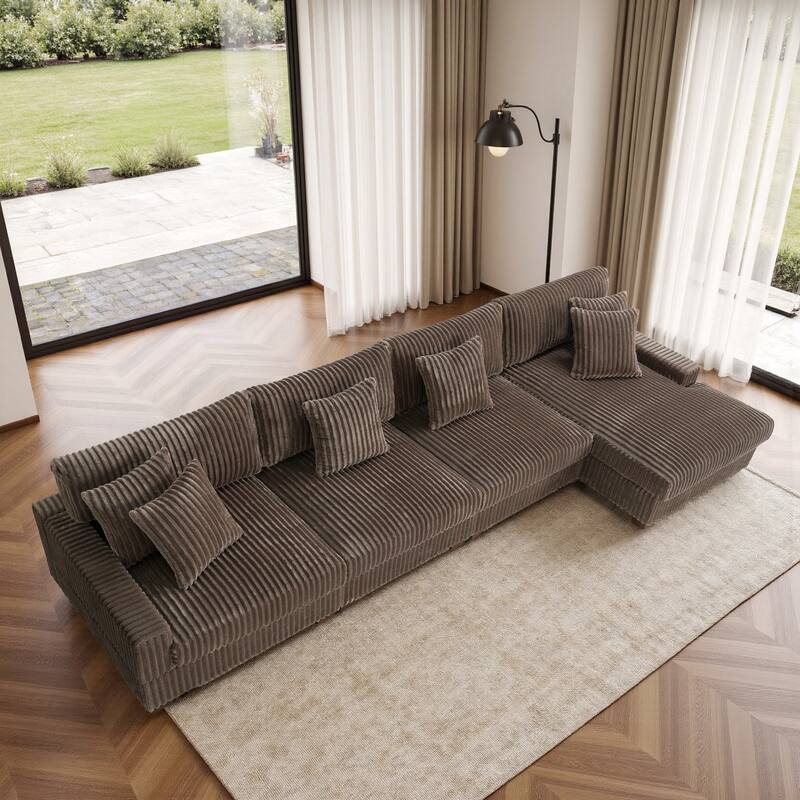 Cotton Flannel 3-Seat Modular Sectional Sofa with Chaise