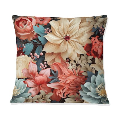 Designart "Pink Boho Floral Harmony" Floral Printed Throw Pillow