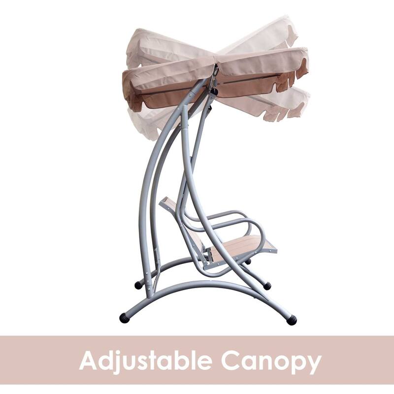 Outsunny 3 Person Patio Swing Seats with Adjustable Canopy Outdoor Swing Chair Bench for Garden, Poolside