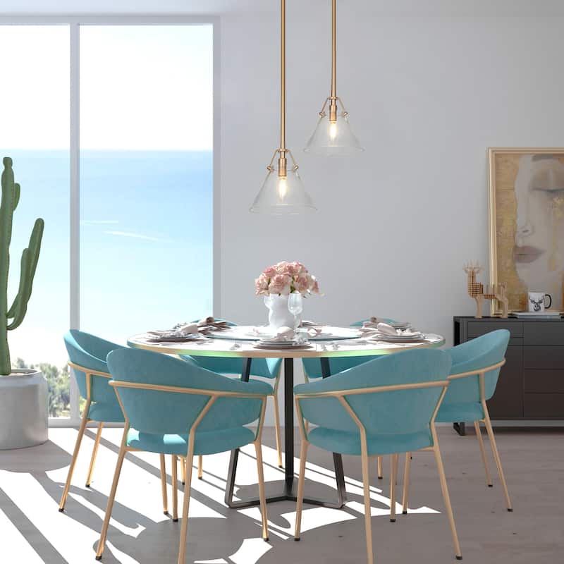 Modern Contemporary Mini 1-light Cone Kitchen Islands Pendant Lights with Seeded Glass Shade - D 7.9'' x H 70.9''