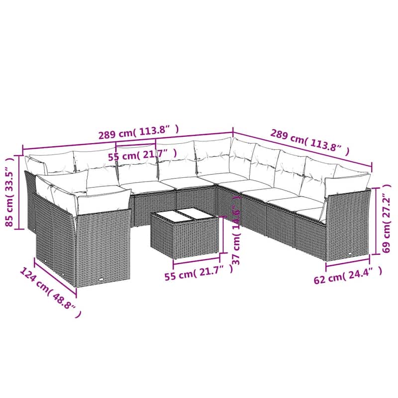 vidaXL Garden Sofa Set Black