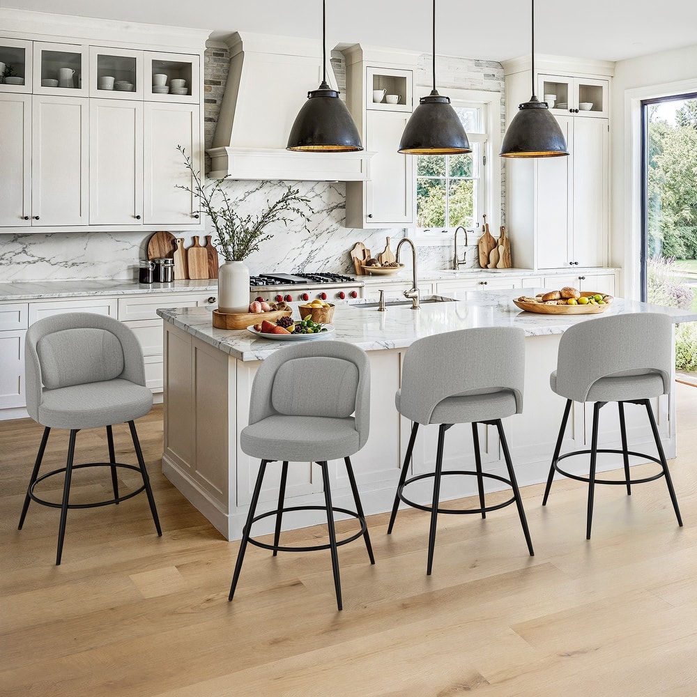 Swivel Bar Stools Set Of 2/3/4, Metal Bar Stools, Modern Upholstered Bar Stools For Kitchen Island - 20.3"W X 20.3"D X 39"H