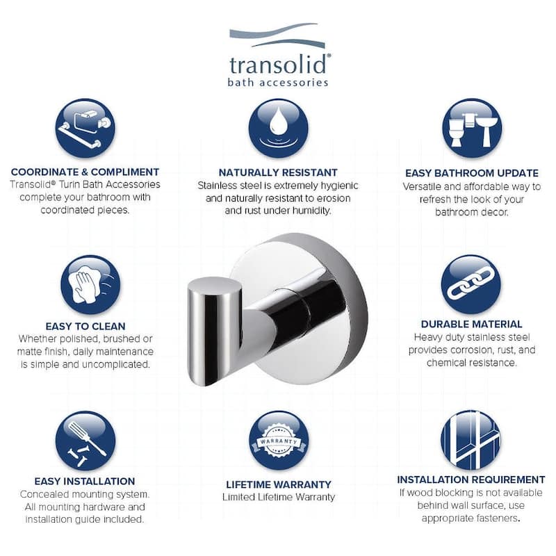 Transolid TRH Turin Single Robe Hook