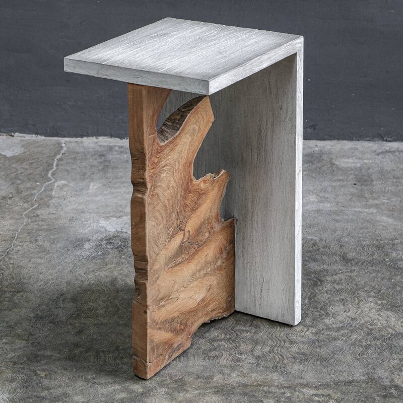 Cross Section Wooden Accent Table - 24" - White and Brown