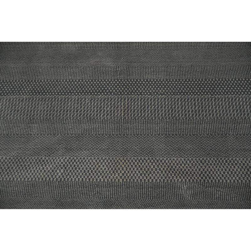 Hand Knotted Oriental 100% Wool Carpet Modern Geometric Greys & Charcoal Contemporary Area Rug - 8' 0'' X 4' 9''