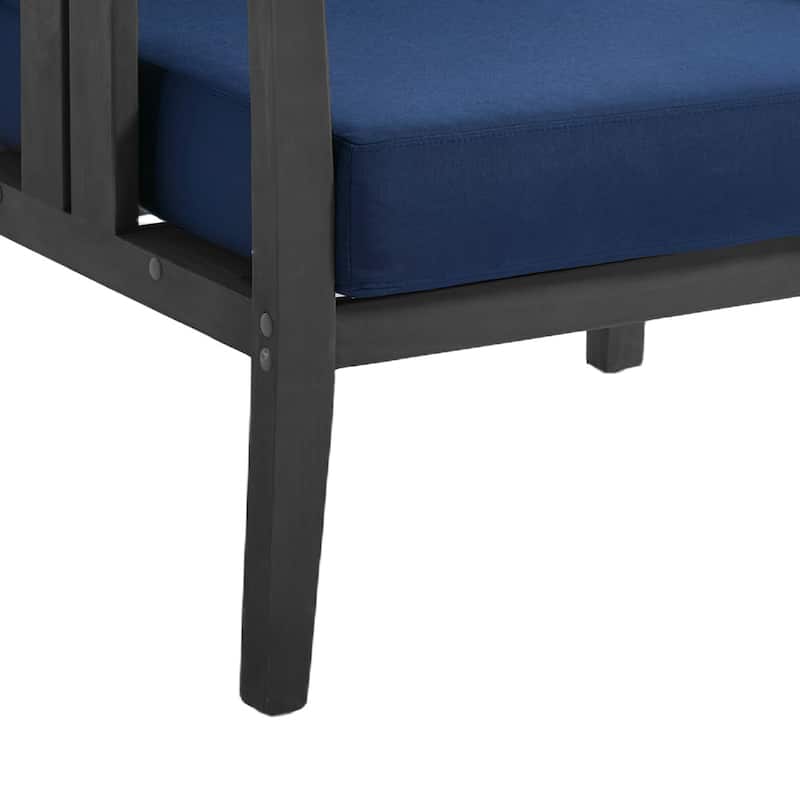 Casual 29"W Outdoor Patio Armchair Set In Solid Teak Wood with Cushion