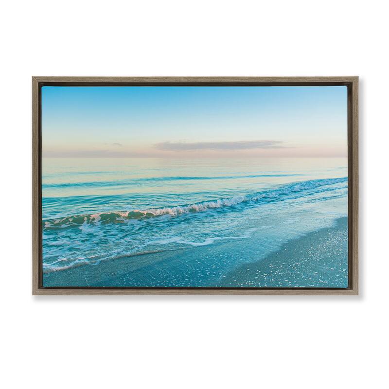 Stupell Serene Waves at Sunrise Framed Floater Canvas Wall Art Design By Mary Lou Johnson - 31 x 21 - Brown