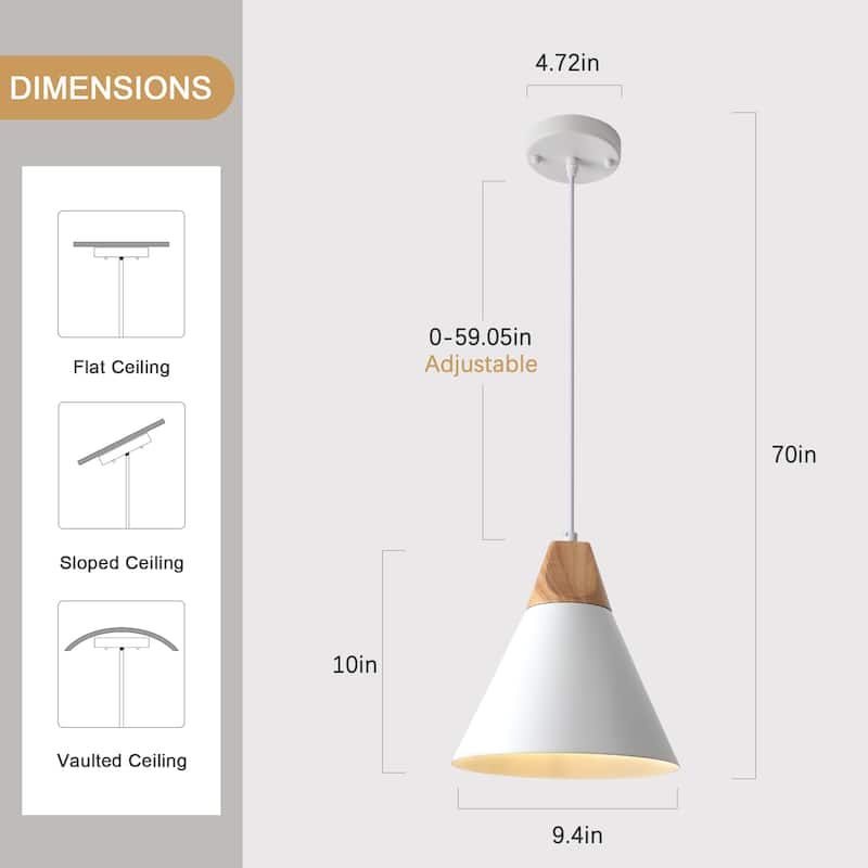 Farmhouse Pendant Light Fixture with Wood and Metal for Kitchen, Hallway,Living Room