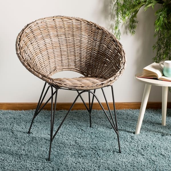 Safavieh Sierra Rattan Accent Chair Grey Wash Dark Steel 31 9 X 28 X 24 Overstock 25772429
