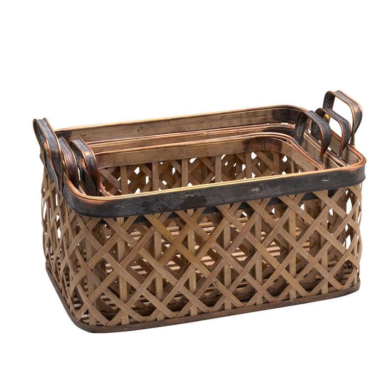 Elements Set of 3 Bamboo Crisscross Baskets, 17X9 Inch