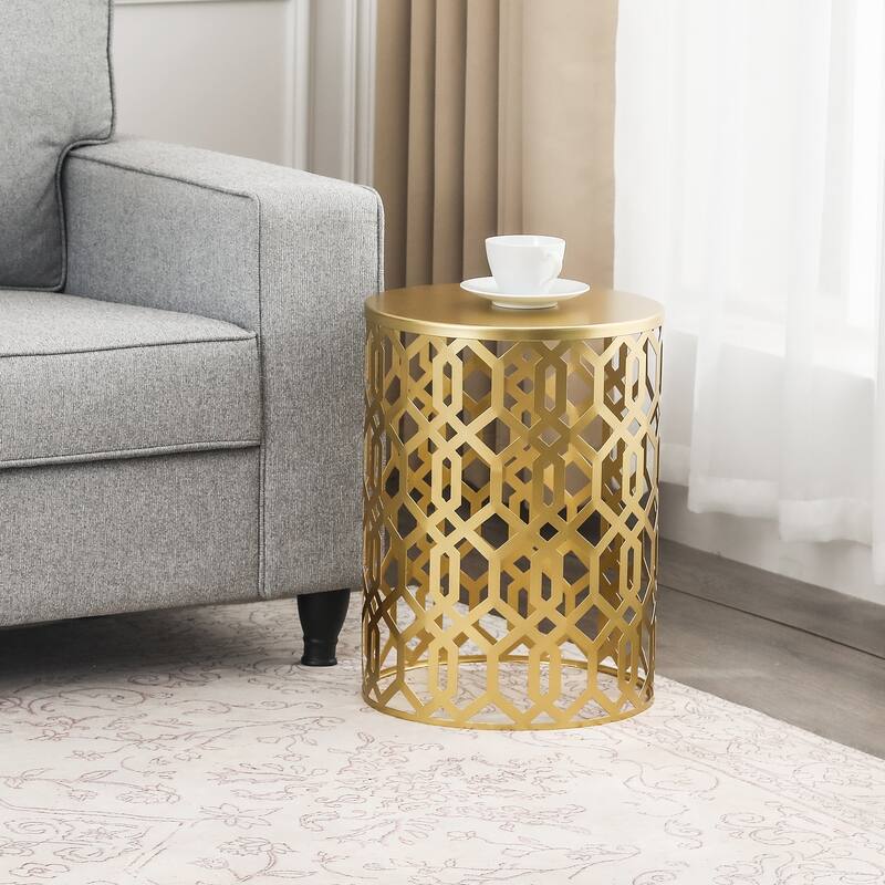 Adeco Set of 2 Round Metal Nesting Side End Tables Set - set of 2