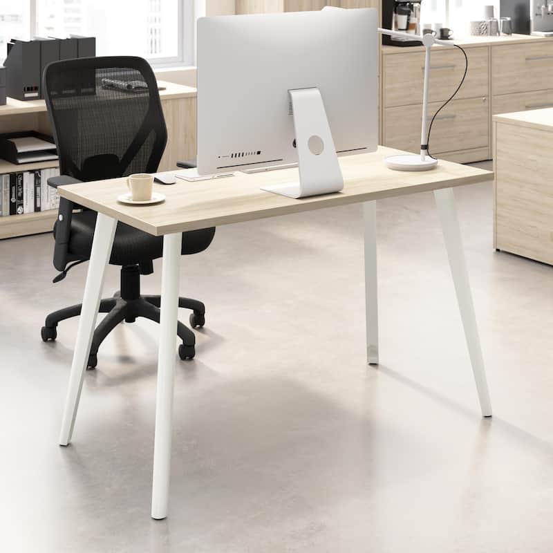Bush Business Furniture Vista 48W Office Desk with Splayed Metal Legs - Natural Elm