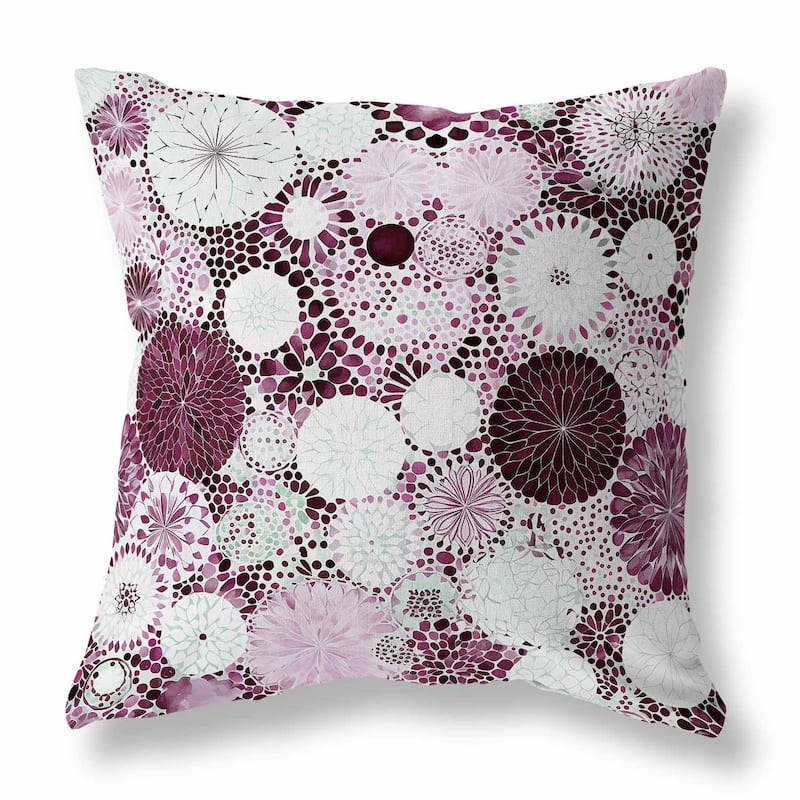 Pink And Purple Crystal Drift Faux Suede Throw Pillow Zipper