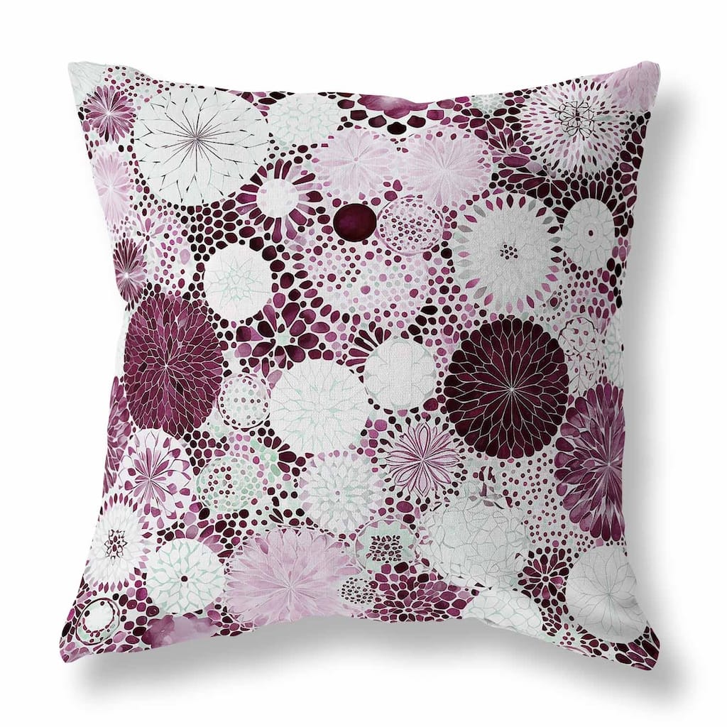 Pink And Purple Crystal Drift Faux Suede Throw Pillow Zipper