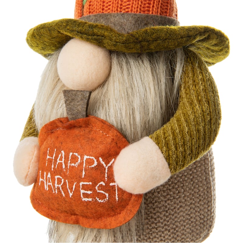 Glitzhome 13"H Set of 3 Fall Harvest Fabric Gnome Decor Table Collectible Ornaments