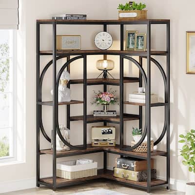 7-tier L-shaped Corner Bookshelf Bookcase
