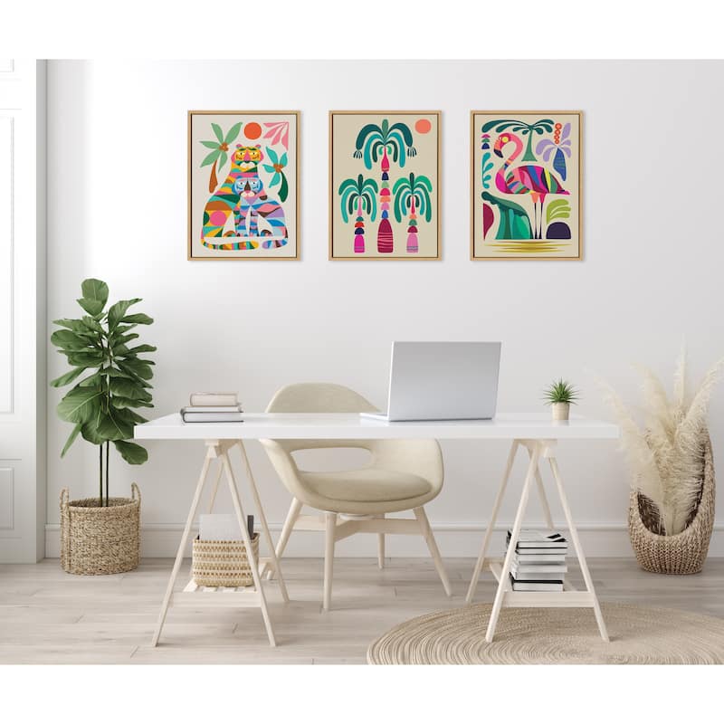 Kate and Laurel Sylvie MCM Tiger Love Framed Canvas by Rachel Lee