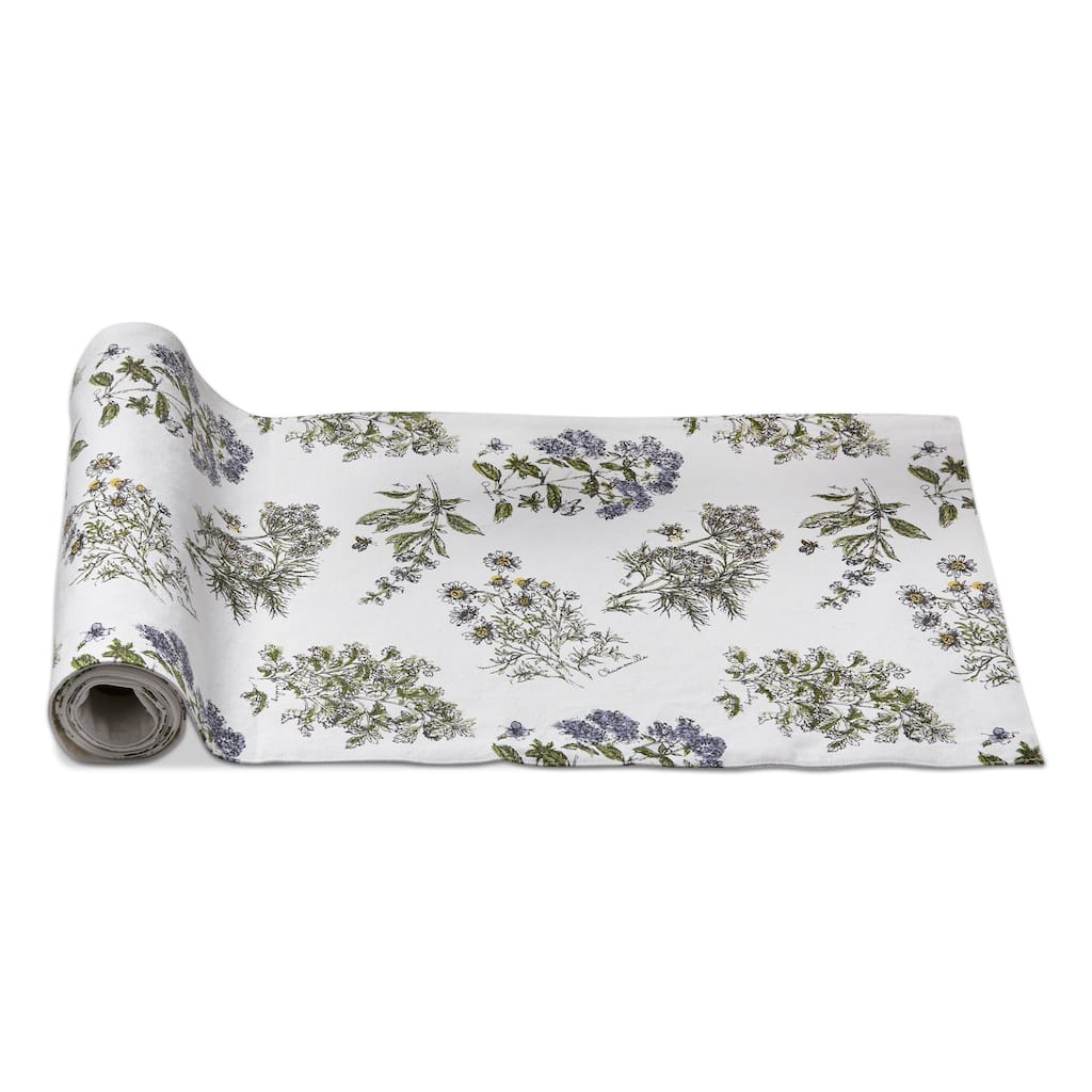 Herb Runner Multicolor Cotton Table Runner for Spring 72x14.5 inches Machine Washable Home Decor