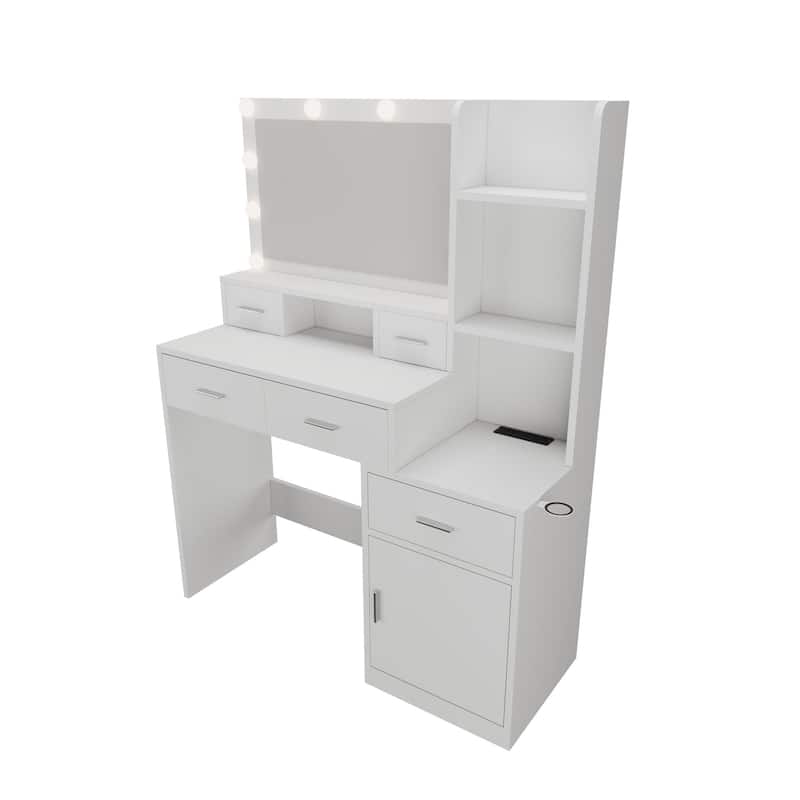 5 drawer 43.31 in. W Dresser Table with Mirror