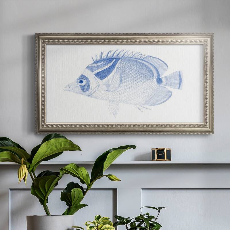 Blue & White Tropical Fish IV Premium Framed Canvas- Ready to Hang