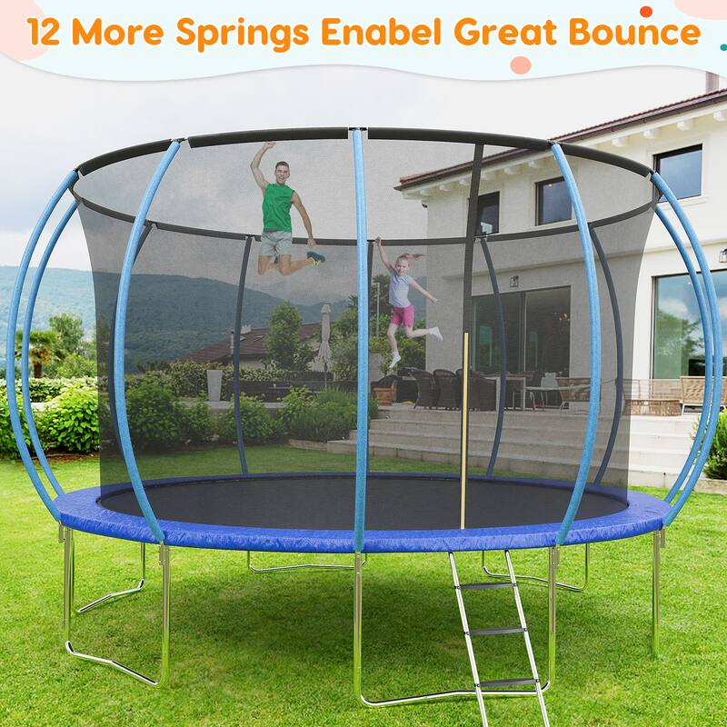 16FT Trampoline, Recreational Trampolines with Enclosure Net and Ladder