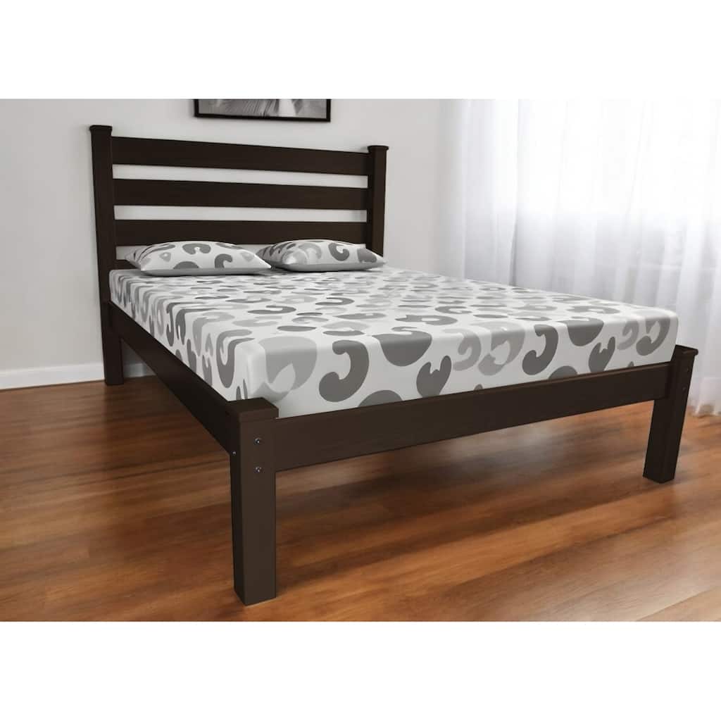 HomeRoots Dark Brown Solid Wood Full Bed Frame