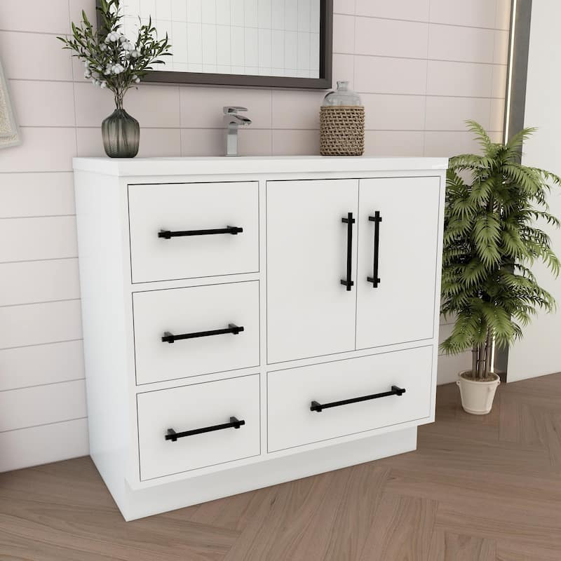 Victoria 36'' L Drawer Freestanding Vanity with Acrylic Sink - 35.5