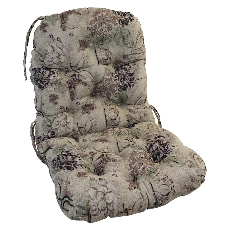 24-inch by 48-inch Tufted Indoor Seat/Back Chair Cushion (Multiple Fabrics) - 24 x 48 - Beige Floral
