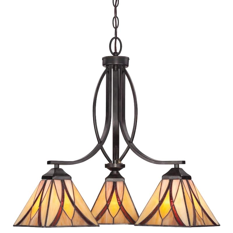 Roseto Terrell 3 Light 23" Wide Chandelier with Tiffany Glass