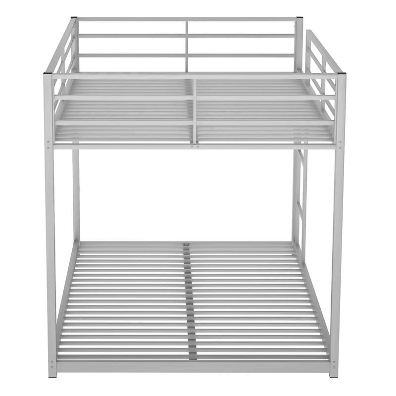 Sturdy Full over Full Metal Bunk Bed with Guardrails and Ladder, White