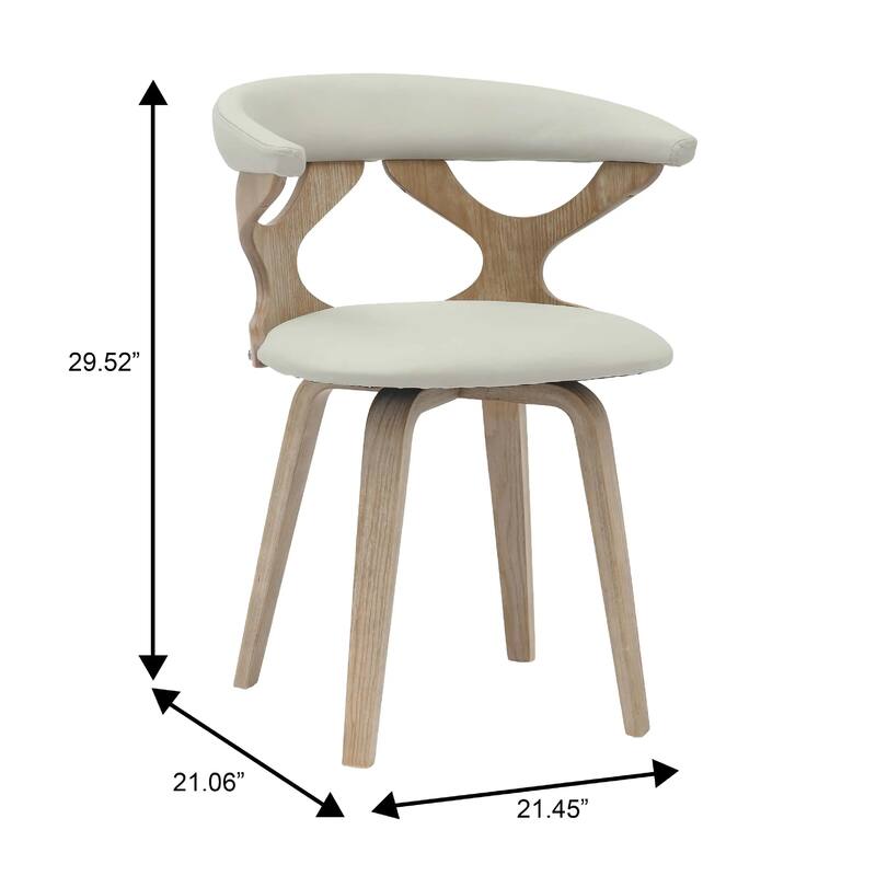 Klyne Leather Dining Chair with Poplar Wood Frame - Mid-Century Wooden Accent Chair with Swivel Base Set of 4