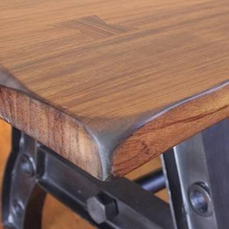 Umey 78 Inch Dining Table, Rectangular Live Edge Top, Trestle Support Brown