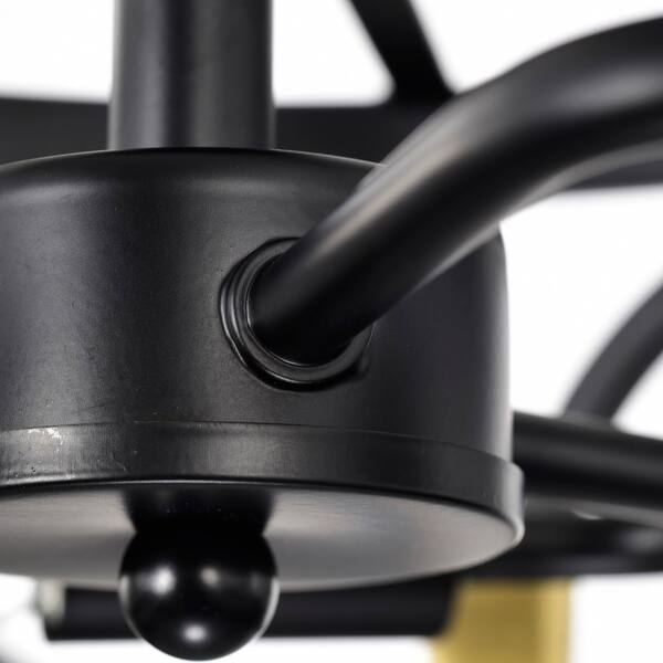 Black and Gold Semi Flush Mount Chandelier 3Light Ceiling Light Bed