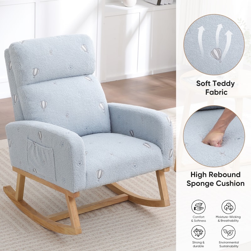 HOMYKA 28" Wide Rocking Chair for Nursery with Solid Wood Leg