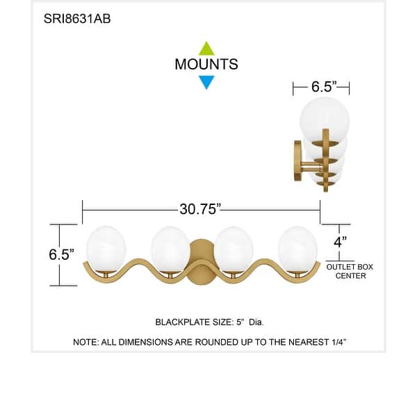 Spherical 4-Light Aged Brass Bath Light