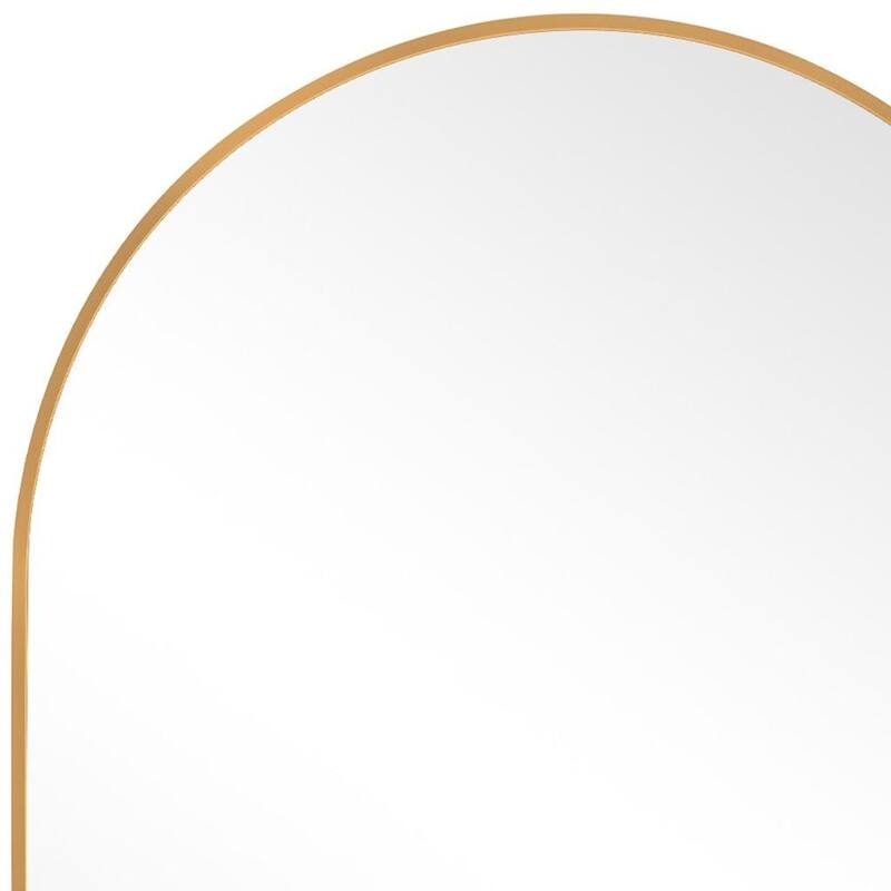 HomeRoots 36" Gold Metal Arch Framed Bathroom Vanity Mirror - 24.00 in. x 36.00 in. x 2.00 in.