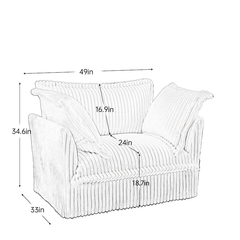 Leisure Armchair with Removable Covers, Accent Chair with Deep Seat, Lounge Chair with High Back Pillows, Set of 2