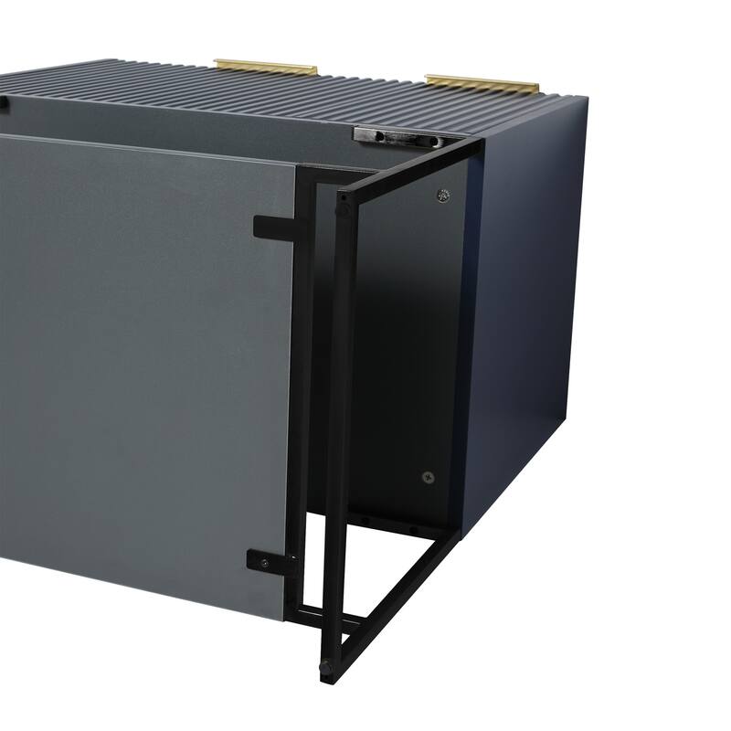 30 inch Plywood Freestanding Bathroom Vanity Set in Navy Blue with Integrated Resin Sink