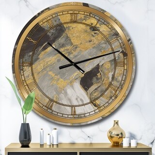 Designart 'Marble Gold and Black' Glam Large Wall CLock - Bed Bath ...