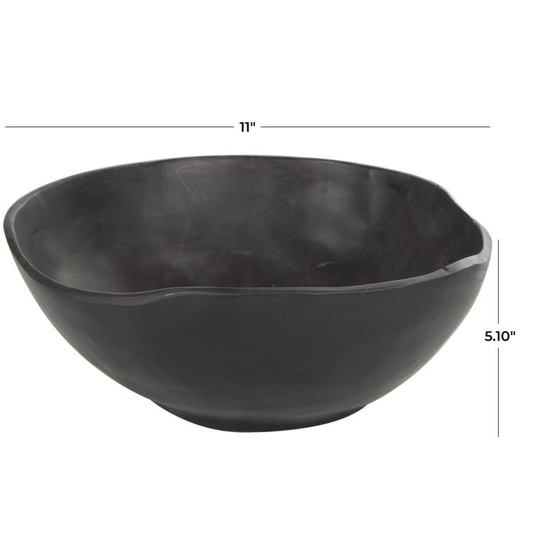 Teak Wood Handmade Decorative Bowl with Natural Grooves - Brown or Black - Roche River Decor