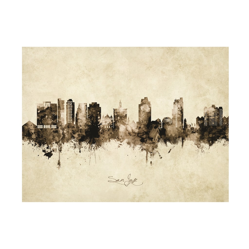 Michael Tompsett 'San Jose California Skyline Vintage' Canvas Art