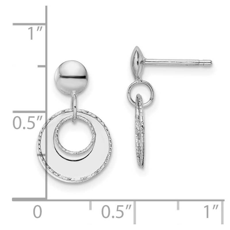 Curata 14k White Gold Polished Textured Post Dangle Earrings - 16.5mm