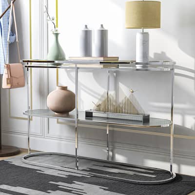 Taylaa Glam Chrome 48-inch Glass Top 1-Shelf Sofa Table by Furniture of America