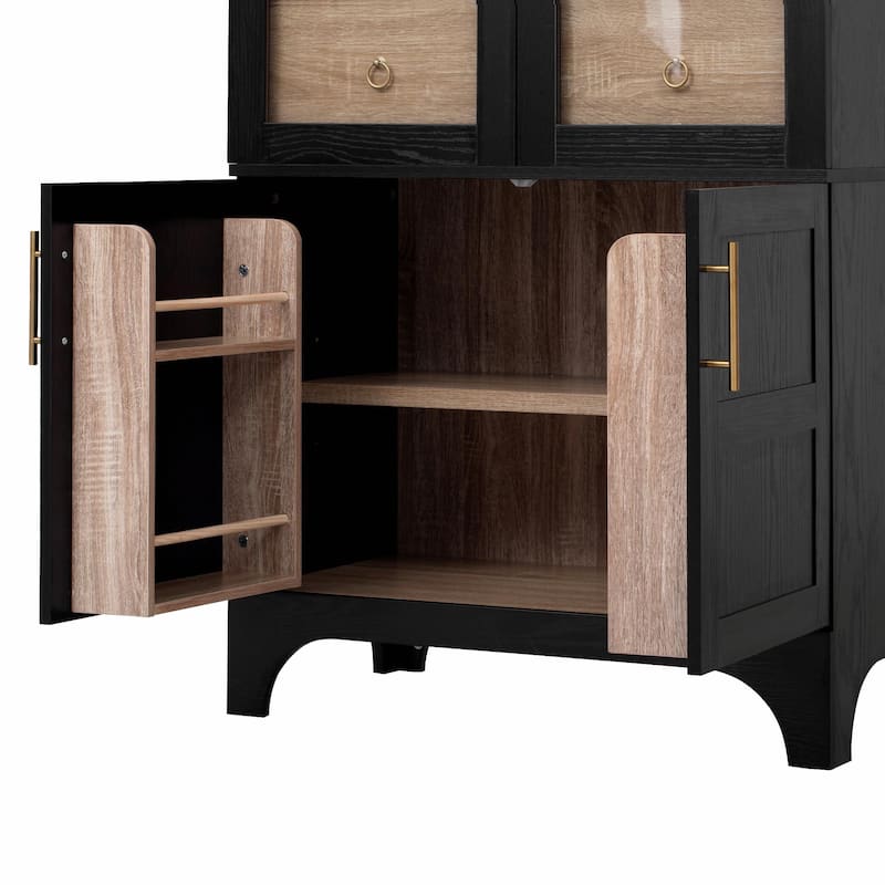 71" Tall Arched Kitchen Pantry Cabinet with Door Shelves