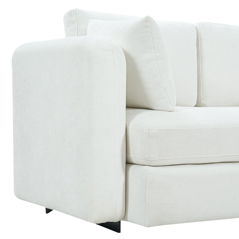 Christopher Knight Home - Contemporary 116.5" Upholstered Curved 3-Seater Sofa with Movable Cushions and 2 Throw Pillows