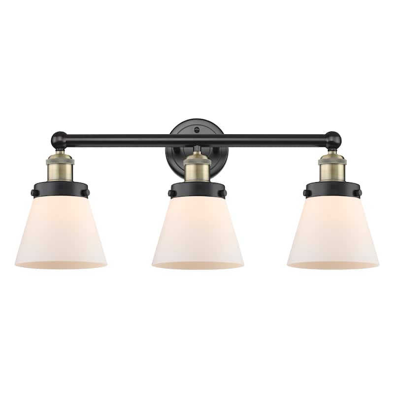 Innovations Lighting 616-3W-10-25 Cone Vanity Cone 3 Light 25" Wide - Black Antique Brass / Matte White